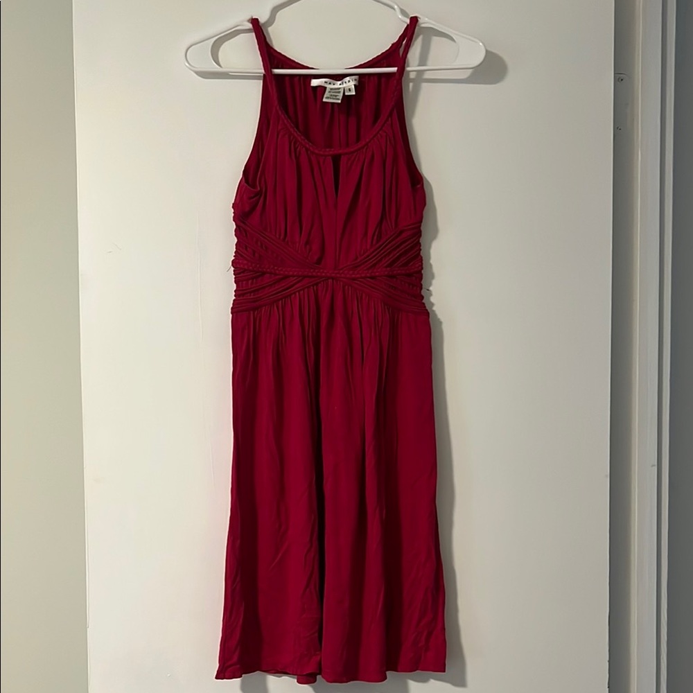 Max Studio Red Halter Midi Sundress